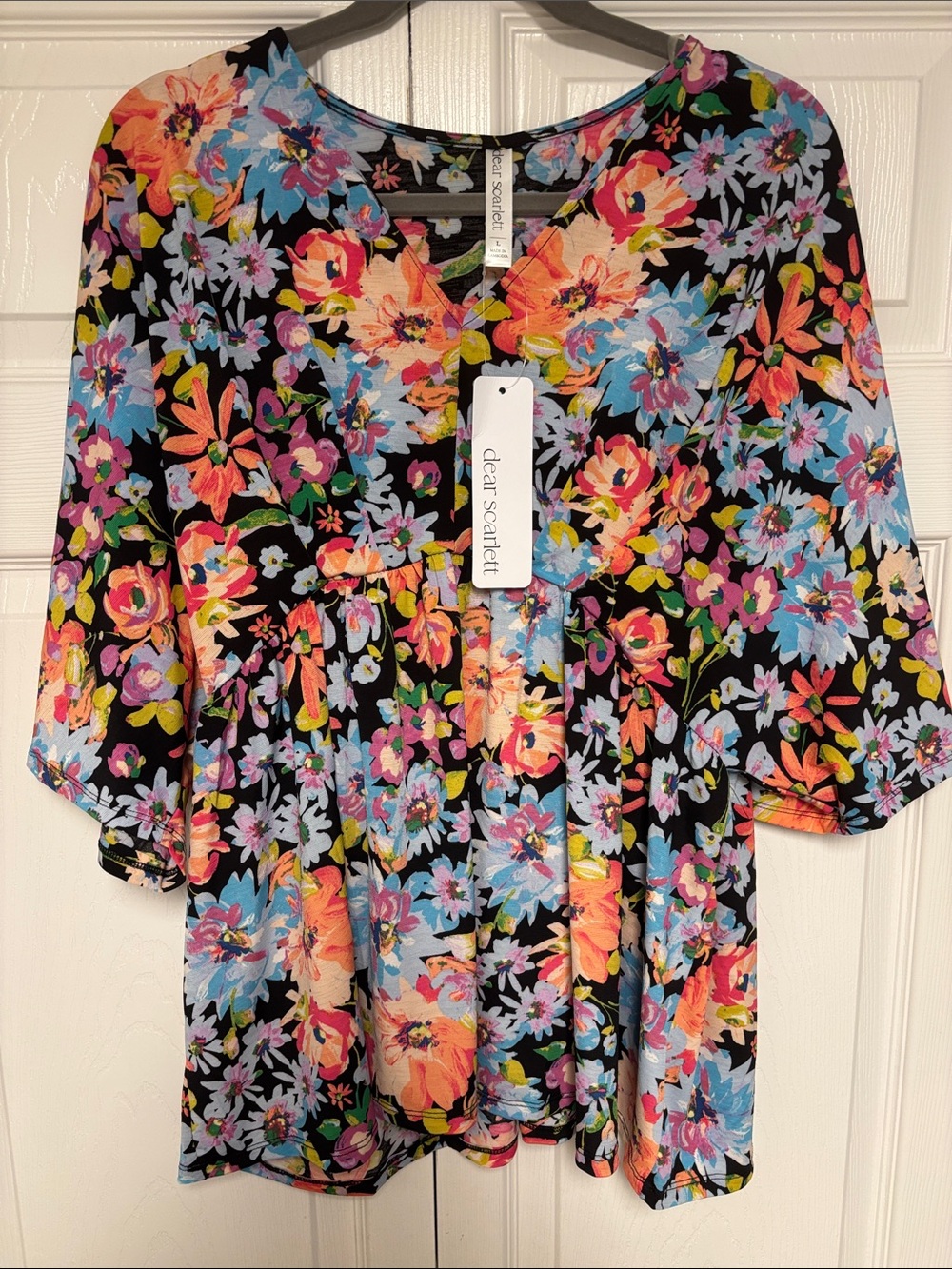 Dear Scarlett Floral Dreamer in Black with Blue, Pink & Orange